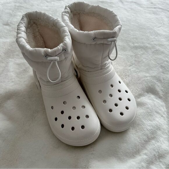 CROCS Classic Lined Neo Puff Boots White Women’s Size 10 - Picture 3 of 11